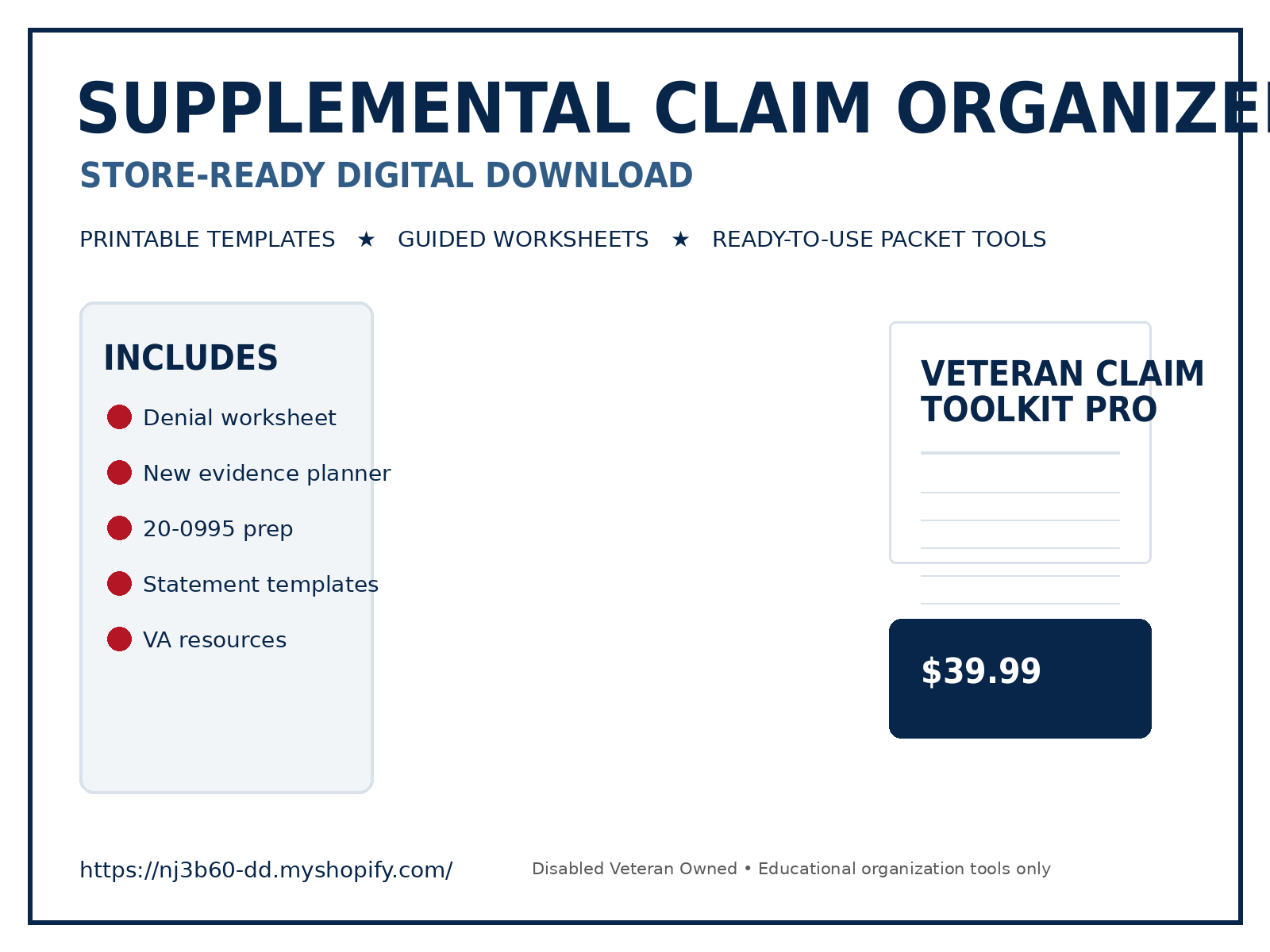 B. Supplemental Claim Organizer Kit